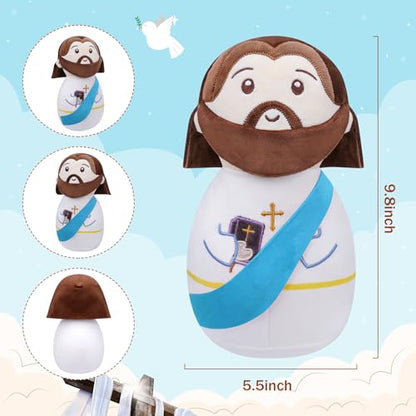 Christian Jesus Stuffed Bible Plush - Classic Religious Savior My Friend Jesus Plush Doll Toys with Smile Religious, Party Favors Gift for Kids Baptism Prayer Gift10 Inch - style: Bible jesus Blue