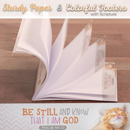 Christian Art Gifts Small Scripture Notepad: Be Still and Know Bible Verse - color: Pink & Gray/Kitten