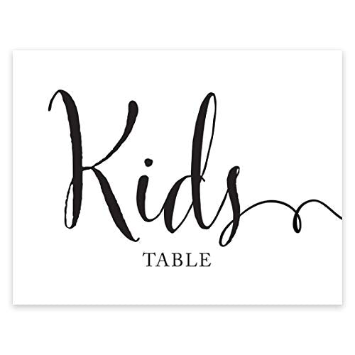 Andaz Press Wedding Party Signs, Formal Black and White Print, 8.5x11-inch, Kids Table Sign, 1-Pack, For Company Holiday Parties, Easter - color: Kids Table