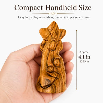 Zuluf Mini Olive Wood Holy Family Jesus Figurine Nativity Statue 4.1in