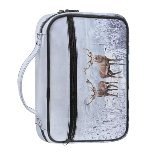 Bible Cover Church Carrying Book Case Polyester Bible Protective with Pen Slots and Zippered Pocket Customizable - color: Elk
