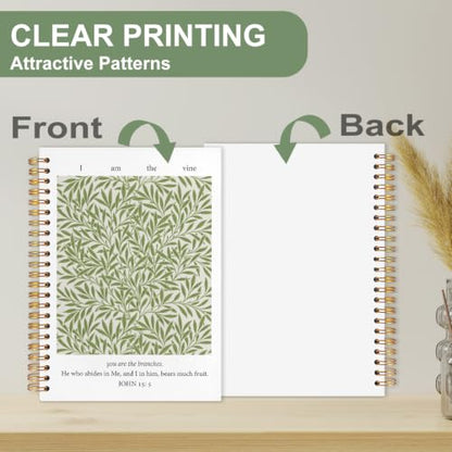 Sage Green Christian Spiral Notebook, Religious Journal Gifts for Women, Inspired Botanical Bible Scripture Hardcover Journal Notebook for Church Office,5.5x8.3 Inch - color: white-Sage Green Christian