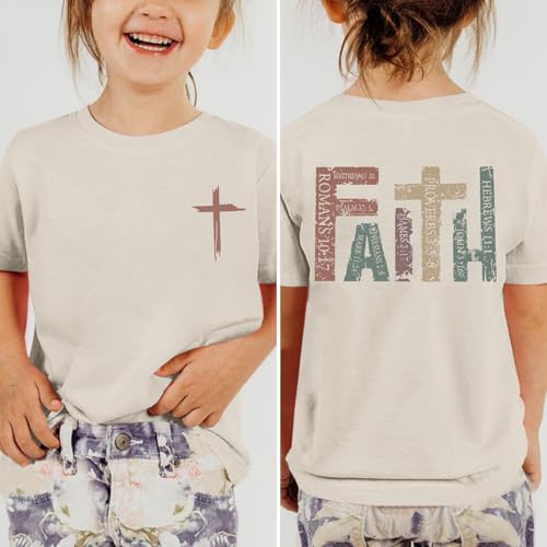 Jesus Shirt for Girls Christian Faith Tshirts Kids Cute Bible Verse Graphic Tees Inspirational God Religious Clothes - color: Apricot, size: 9-10 Years