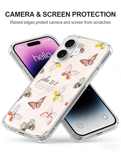 Butterflies Bible Quotes Phone Case Compatible with iPhone 17, Moth Aesthetic Phone Cover for iPhone 17 - color: Butterflies