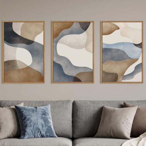 Aryroi Abstract Watercolor Block Framed Canvas Wall Art Set- 24"x36"x3 - color: Earth Tone Abstract Wall Art, size: 24"L x 36"W