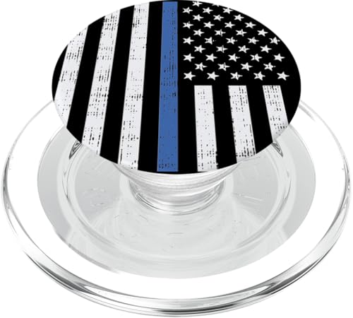 Thin Blue Line US Flag Police Officer Law Enforcement Gift PopSockets PopGrip for MagSafe - style: Magnetic PopGrip