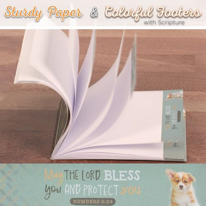 Christian Art Gifts Small Scripture Notepad: May the Lord Bless You Verse - color: Green/Puppy