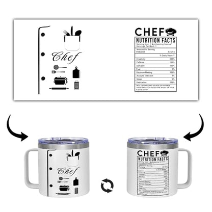 14 oz Stainless Steel Insulated Chef Tumbler - Nutrition Fact Cup for Appreciation, Christmas, Birthday Gift for Men & Women - color: Chef Nutrition