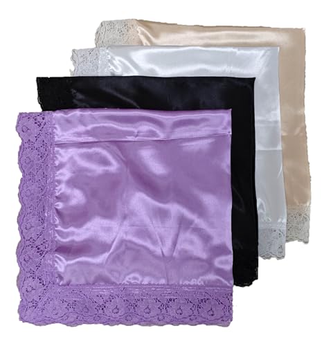 5pc 26'' lap scarf silk feeling fabric lap scarves with lace trims lap handkerchief lap covers lap skirts for women in church - color: Black
