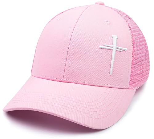 Women's Christian Trucker Hat, Cross Embroidery Faith Hat, Christian Gifts for Women, Adjustable Cotton Cap for Church