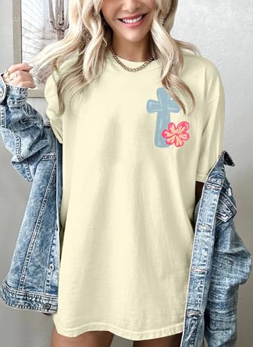 Christian Shirts for Women Jesus Shirt Christian Graphic Tees - color: Apricot-k, size: Large