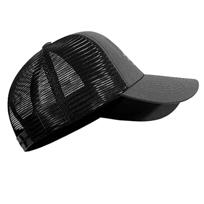 Baseball Cap, American Flag Trucker Hat for Men Women, Breathable Adjustable Fit Outdoor Mesh Snapback Hats - color: Dark Gray/Black Flag