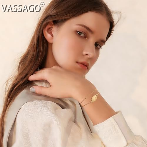VASSAGO Virgin Mary Bracelet for Women Men Double-Sided Virgen de Guadalupe Rosary Bracelet Medal Handmade Braided Rope Catholic Christian Religious Jewelry Gift - color: Gold 11