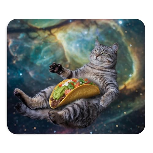Mousepad Funny Cat Taco Space Galaxy Humor Cute Cat Floating with Taco Cosmic Desk Accessory Colorful Office Computer Mouse pad Son Gift Mexican Food Taco Lover Presents - color: Cat Taco