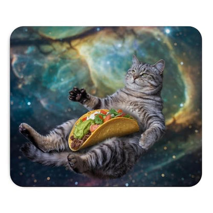 Mousepad Funny Cat Taco Space Galaxy Humor Cute Cat Floating with Taco Cosmic Desk Accessory Colorful Office Computer Mouse pad Son Gift Mexican Food Taco Lover Presents - color: Cat Taco