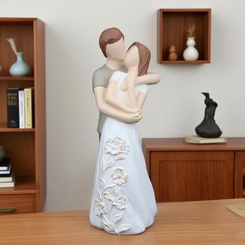 Anniversary Wedding Engagement Gift, White Hug Statue for Couple - color: White-hug