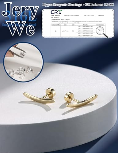 JeryWe Cartilage Earrings for Women Hypoallergenic Helix Piercing Jewelry - color: A:bar-14k gold filled