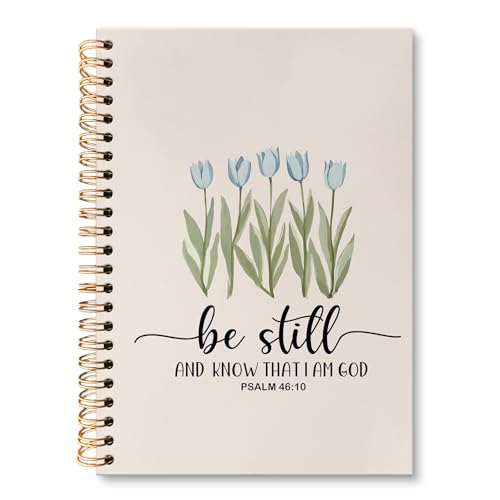huester Christian Tulip Floral Notebook Journal, Be Still and Know That I Am God Religious Journal for Women, Bible Notebooks for Note Taking, Bible Hardcover Spiral Notebook, 5.5x8.3 Inch - color: Christian06