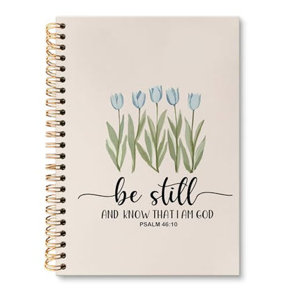 huester Christian Tulip Floral Notebook Journal, Be Still and Know That I Am God Religious Journal for Women, Bible Notebooks for Note Taking, Bible Hardcover Spiral Notebook, 5.5x8.3 Inch - color: Christian06