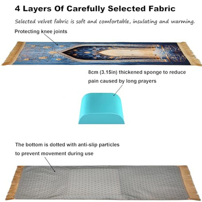 Muslim Knee Thickened Prayer mat, Sky Blue, 2‘3“ x 3‘6“ - color: Sky Blue