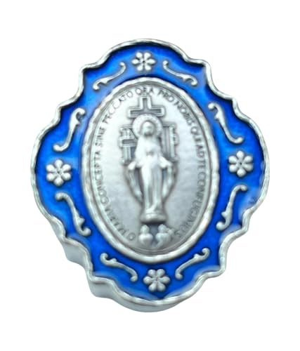 Catholic Silver Linked Rosary Set – 3mm Beads, 14.25" Length, Metal Keepsake Gift Box with Enamel Inlay – Perfect First Communion Gift (Lady of Mira-culous) - color: Lady of Mira-culous