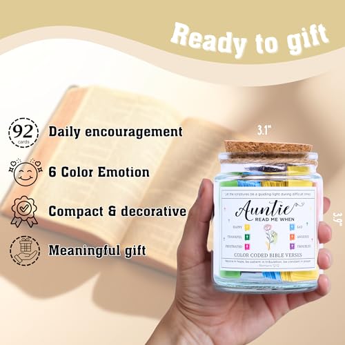 Bible Verse Jar for Aunt – 92 Color-Coded Scriptures - color: Bible For Auntie