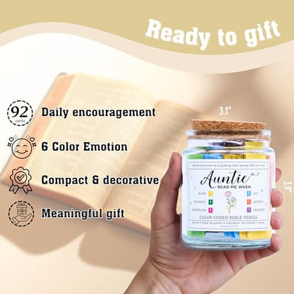 Bible Verse Jar for Aunt – 92 Color-Coded Scriptures - color: Bible For Auntie