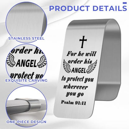 Visor Clips for Cars, Religious Psalm 91:11 Prayer Guardian Angel Car Visor Clip Accessories Funny Safety Gift for Family Friend New Driver (Cross) - style: Cross