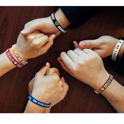 Bible Verse Bracelets – 80 Pcs Bulk Jesus Silicone Wristbands - color: Dark Color