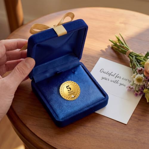MTLEE 30 Pcs 5 10 Years Service Pin,Gold Enamel Lapel Pin, 1.2 in - style: 5 Year
