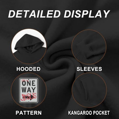 BeWithYou Christian Jesus Hoodies for Men Religious Faith God Sweatshirt Inspirational Bible Verse Graphic Hoodie Pullover - color: Black, size: Medium