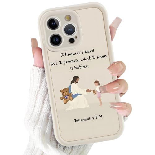 for iPhone 15 Pro Max 6.7'' Cute Bible Verse Bear Phone Case - color: White-Jesus Bear, size: iPhone 15 Pro Max