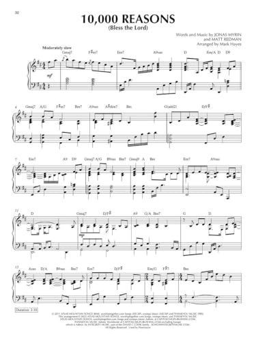 Contemporary Worship Classics for Piano by Mark Hayes | 10 Intermediate Church Piano Solos Songbook | Worship Sheet Music Book for Christian Pianists and Teachers