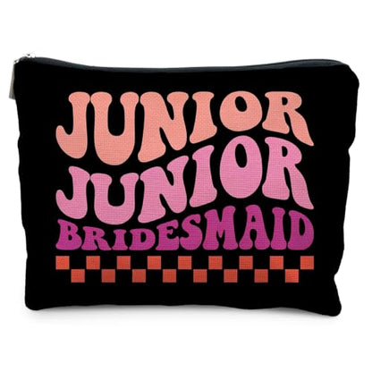 Junior Bridesmaid Gifts Canvas Makeup Bag for Women Bestie - color: junior