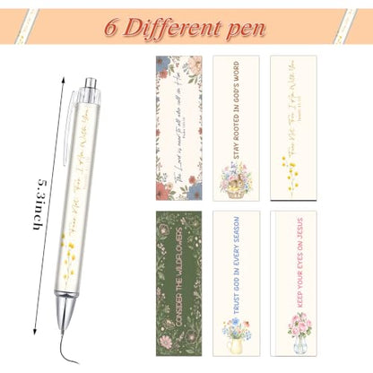 Inspirational Christian Gifts for Women, 6 Pack Floral Bible Verse Pens - color: pink04