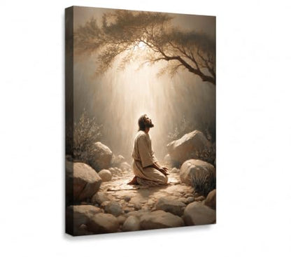 CXKAWM Jesus in Gethsemane Wall Art, Christian Canvas Prints, 24x36in - color: Jesus Prayers Wrapped Canvas, size: 24x36in