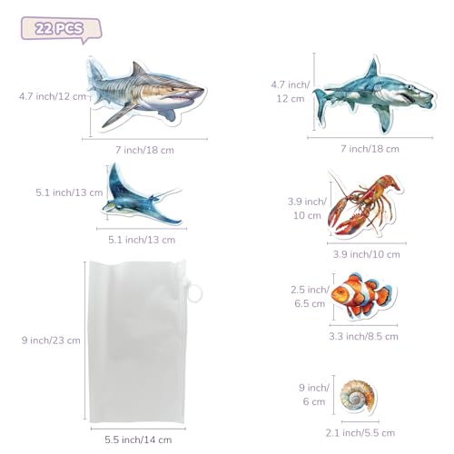 CHEFAN Ocean Animal Felt Board Story Pieces, 22-Piece Set - color: A-blue