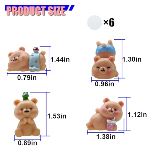 Craedli 4PCS Cute Bear Car Dashboard Decorations, Mini Resin Animals Figurines Car Rear View Mirror Accessories, Center Screen Dashboard Ornaments Auto Interior Decorations for Women Men(Bear) - size: Bear