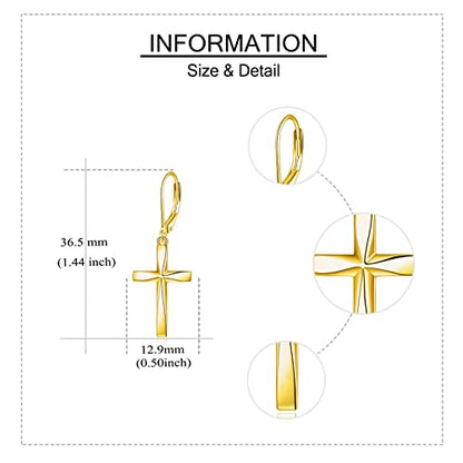 Cross Earrings 925 Sterling Silver Dangle Earring Gifts for Women - style: Yellow gold Origami