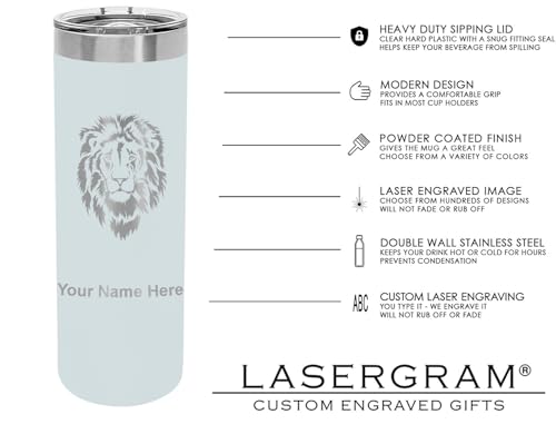 LaserGram Personalized 22oz Skinny Tumbler, Christian Cross (Light Blue) - color: Light Blue