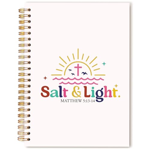 Boho Christian Notebook Journal, Christian Gifts for Women, Matthew 5:13-14 Bible Prayer Spiral Hardcover Notebook Journal for Church Notes Study Office Work, 5.5x8.3 Inch - color: Salt and Light