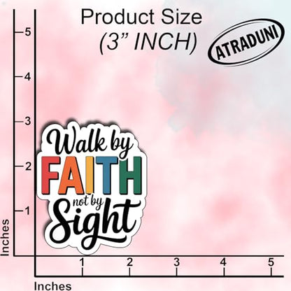 (3Pcs) Walk by Faith Not by Sight Stickers Inspirational Christian Faith Quote Motivational Gifts Waterproof Vinyl Decals for Laptop Water Bottle Car Size 3" x 2.2" - color: Walk By Faith Not By Sight