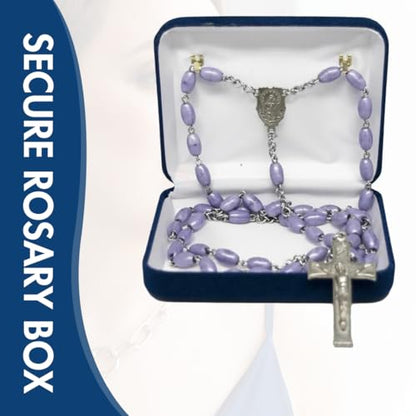 Novel Box Blue Communion Keepsake Rosary Box 3.25x2.5x1 Inches - color: Blue