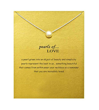 Baydurcan Silvery Necklace for Women Pendant Chain Friendship Necklace Gift - style: Pearl s