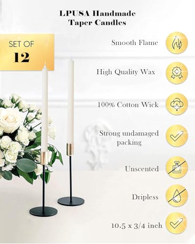 Sahara Beige Taper Candles Ribbed Dripless Tapered Candles Ideal as Dinner Candle Smokeless and Unscented Candle Sticks Long Burning,10.5 inch,Set of 12 - color: Ribbed10.5''-Sahara Beige