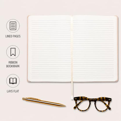 WORLD TRAVELER Large Lined Journal Notebook 256 Ruled White & Ivory Pages - color: Salutations