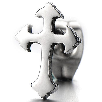 Pair Unisex Plain Cross Stud Earrings of Stainless Steel for Man and Women - color: A-Metal Color:Silver