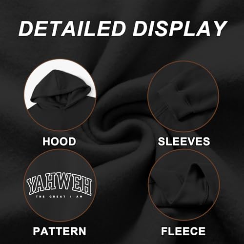 Christian Jesus Hoodies For Men Graphic Yahweh Hoodie Bible Verse God Sweatshirt Religious Faith Cotton Pullover Tops - color: Black, size: X-Large