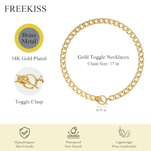 Freekiss 3-Piece Layered Toggle Necklace for Women - color: Toggle Style2 Gold