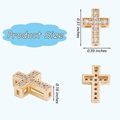 Gold Cross Beads for Jewelry Making, 10Pcs